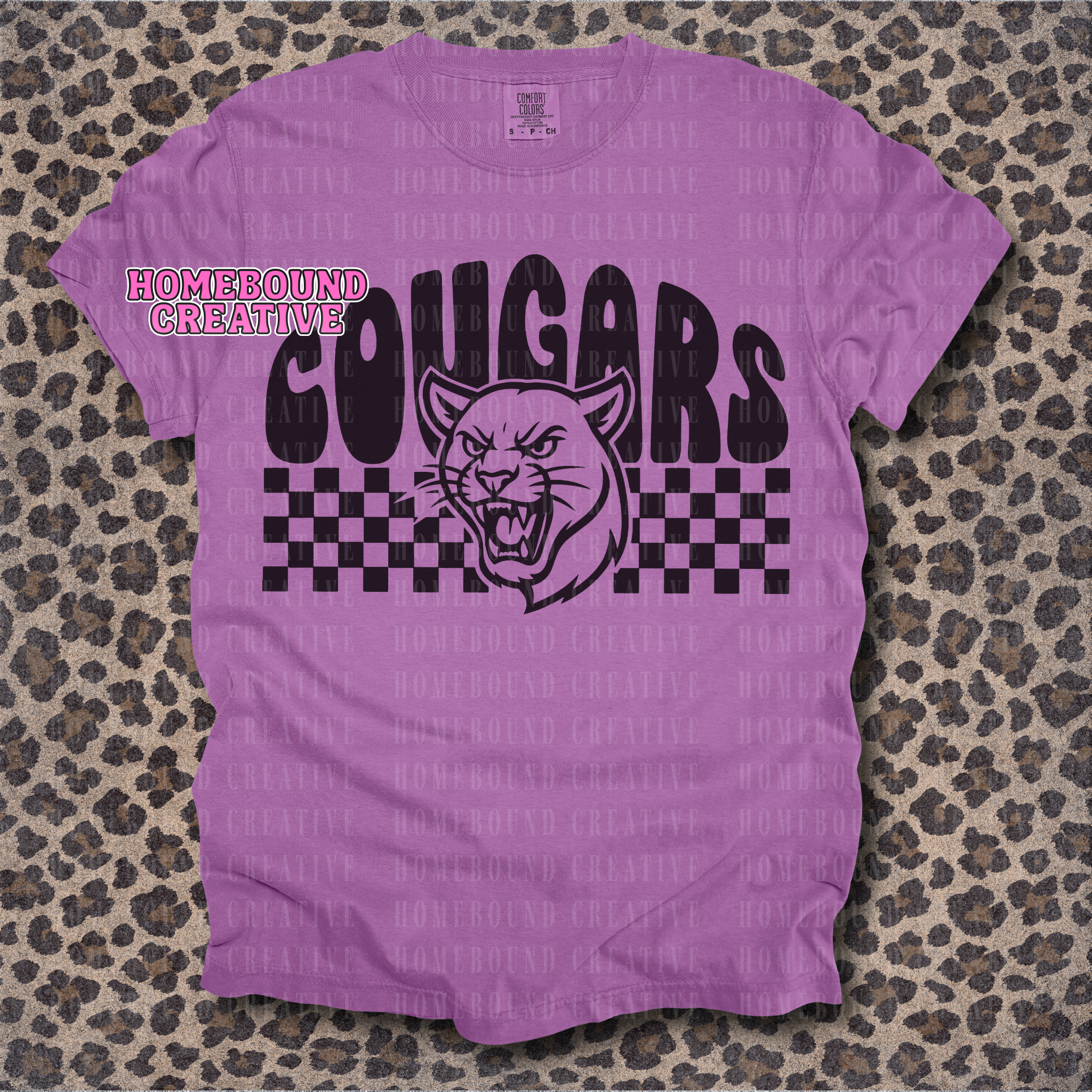 Checkered Arc Cougars SVG + PNG