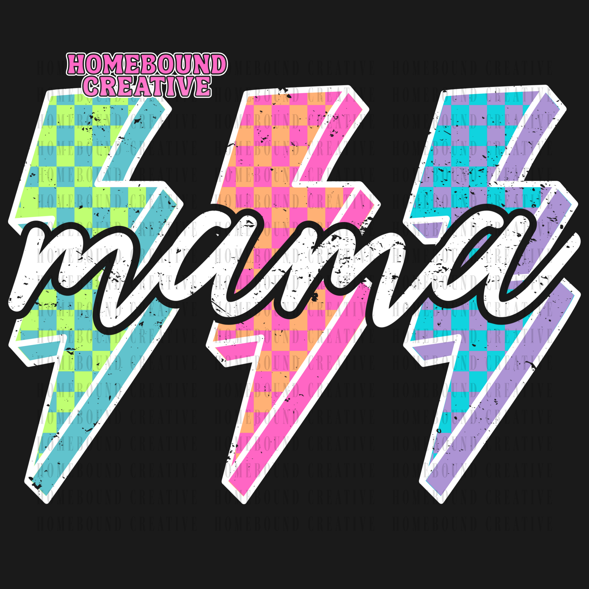 Checkerboard Bolt Mama PNG