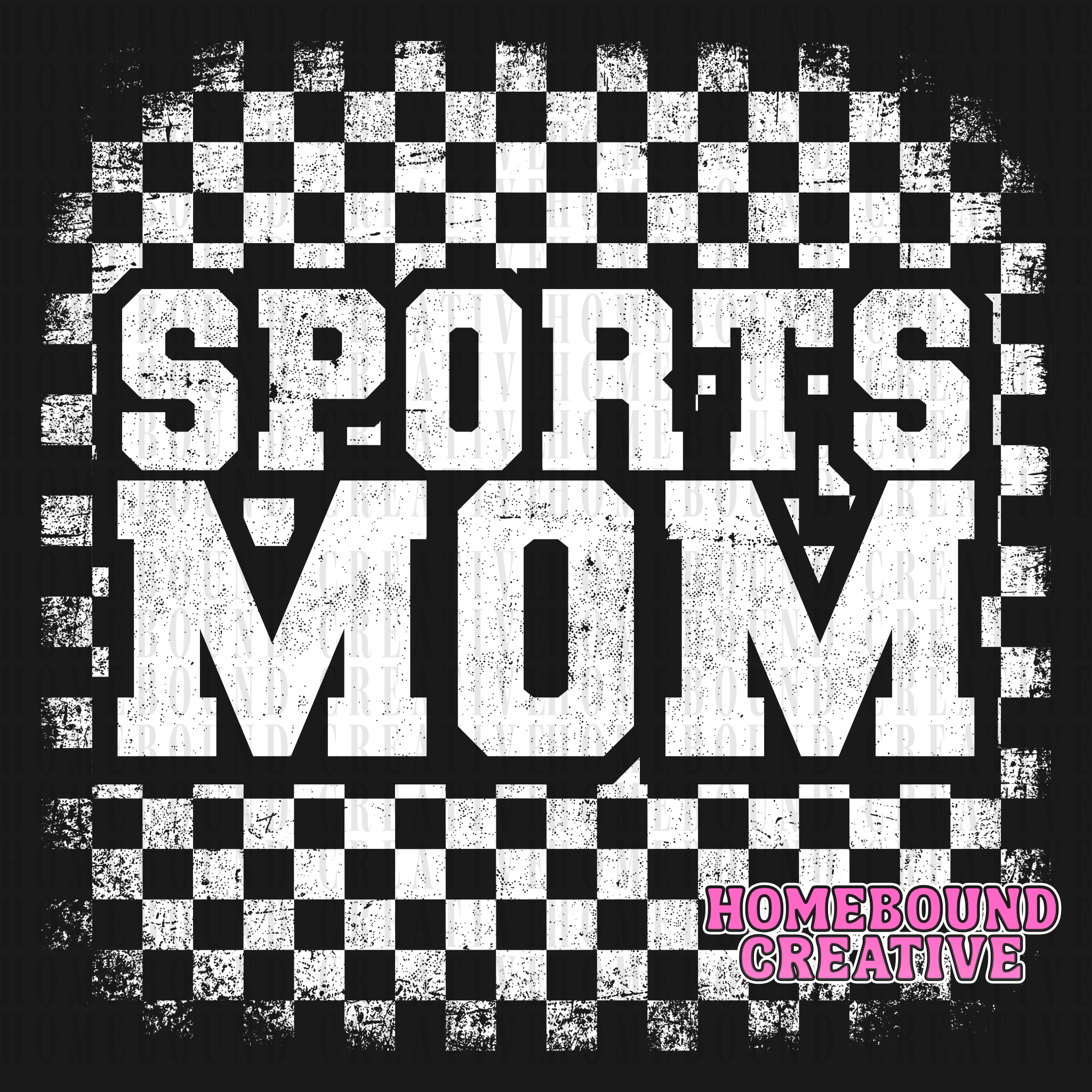 Checkered Sports Mom PNG