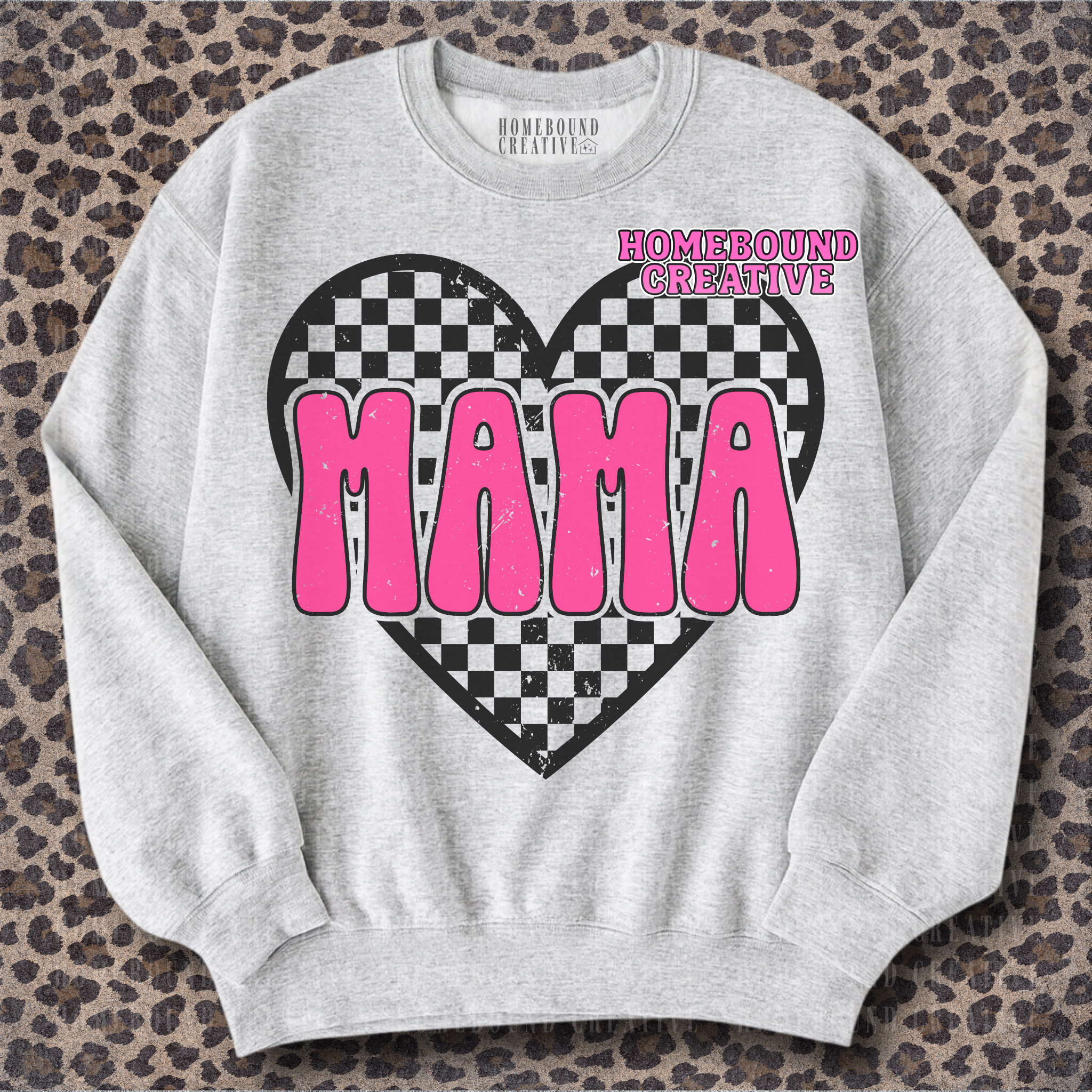 Checkered Heart Mama PNG