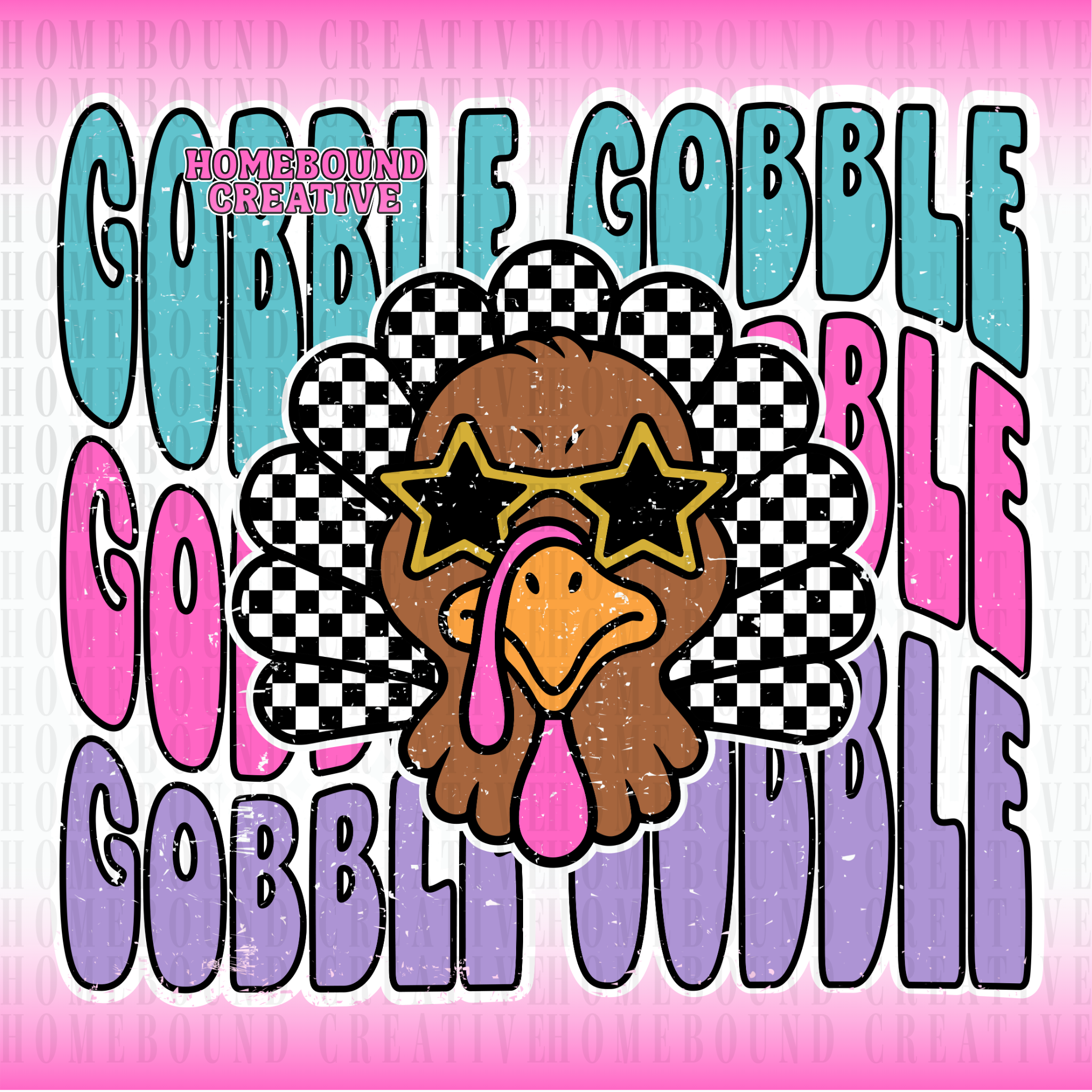 Neon Checkered Gobble PNG
