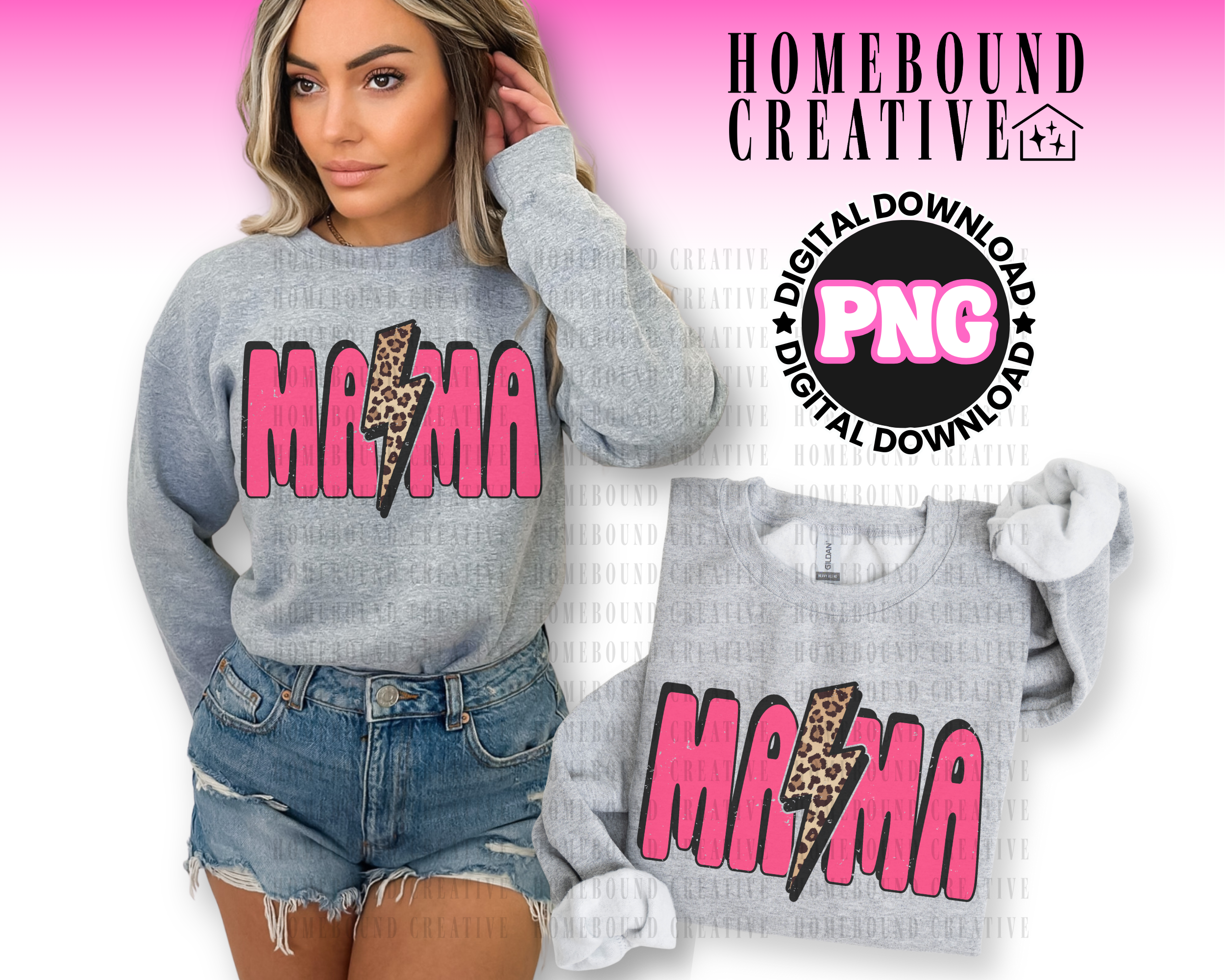 Pink Mama Leopard Lightning PNG