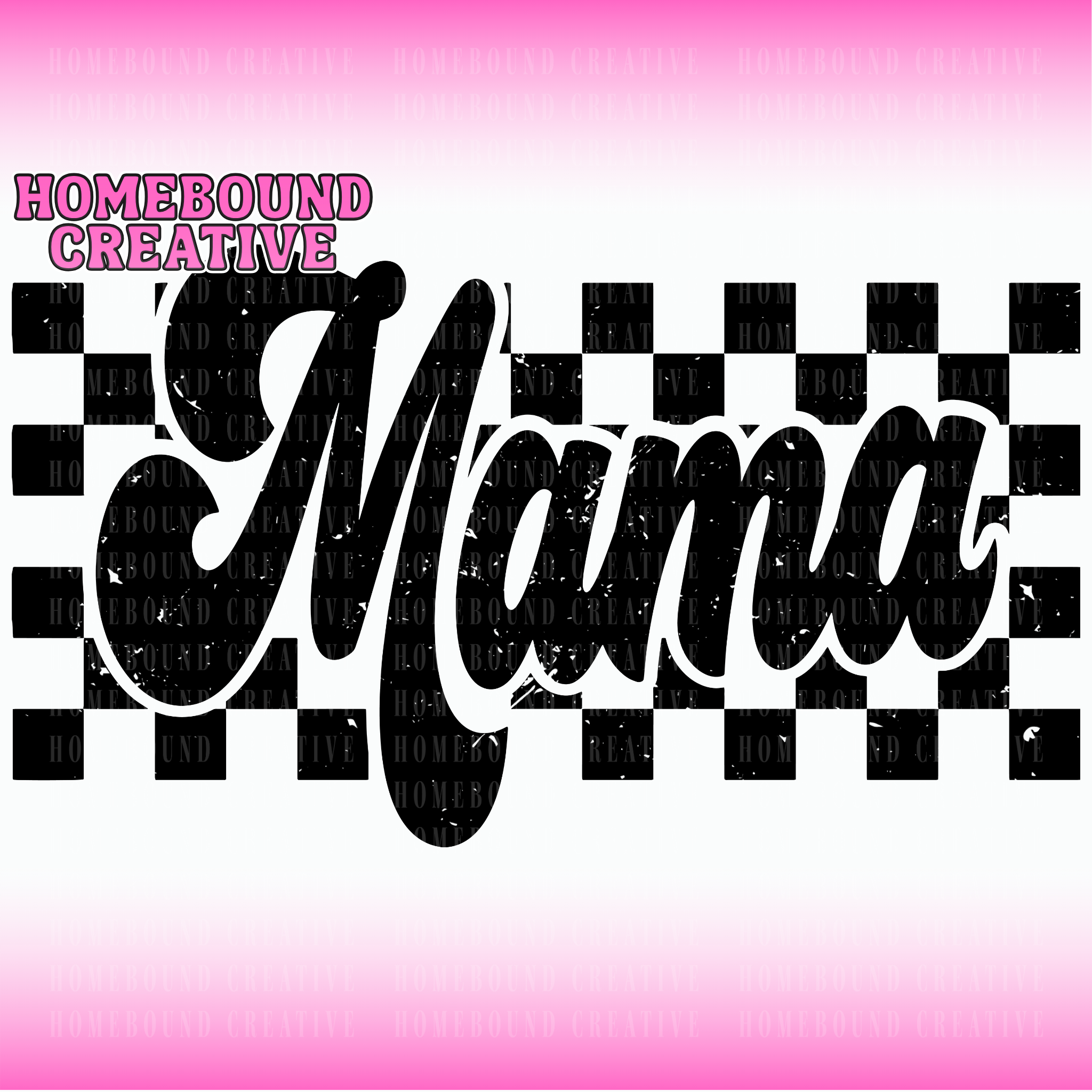 Retro Checkered Mama PNG