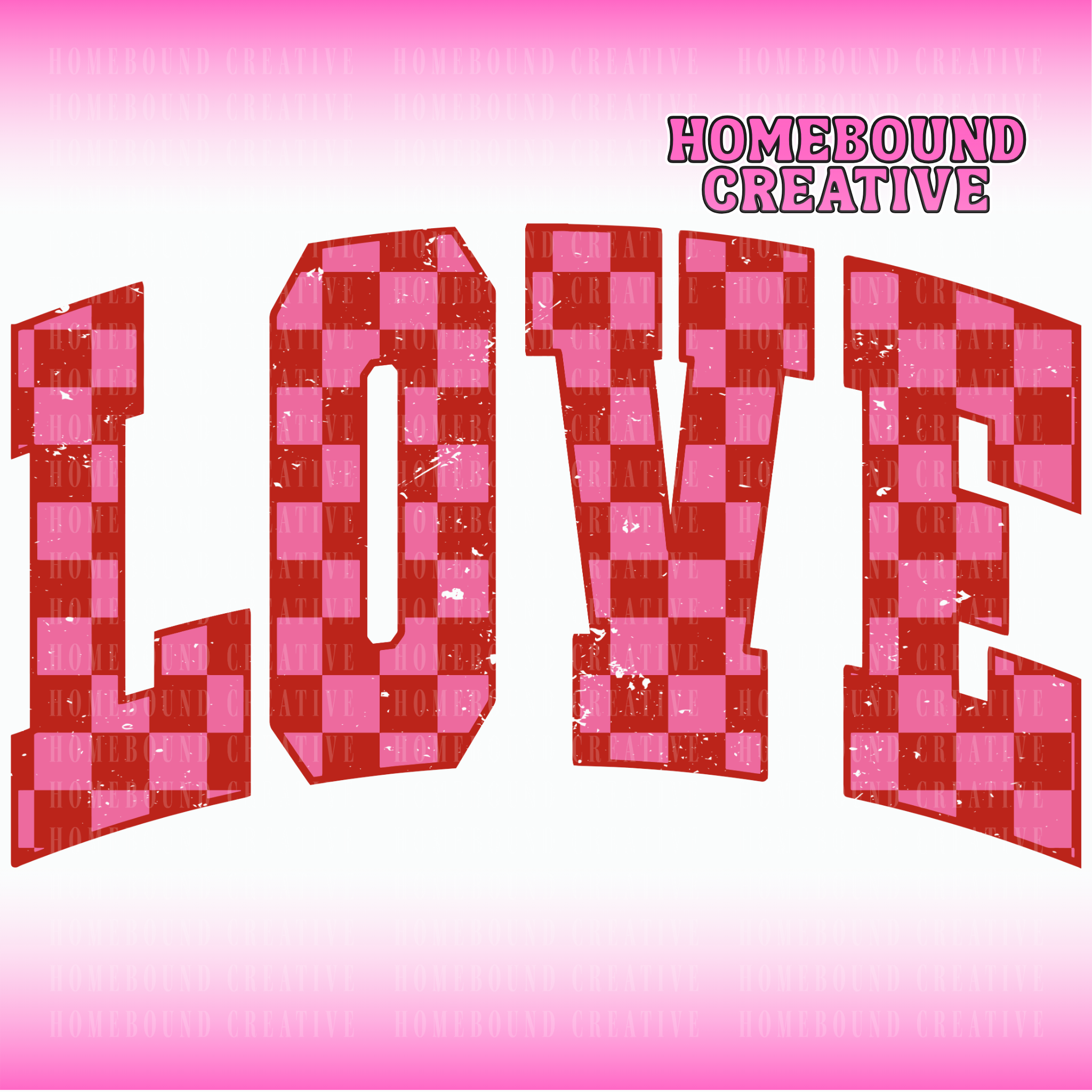 Checkered Red Pink Love PNG
