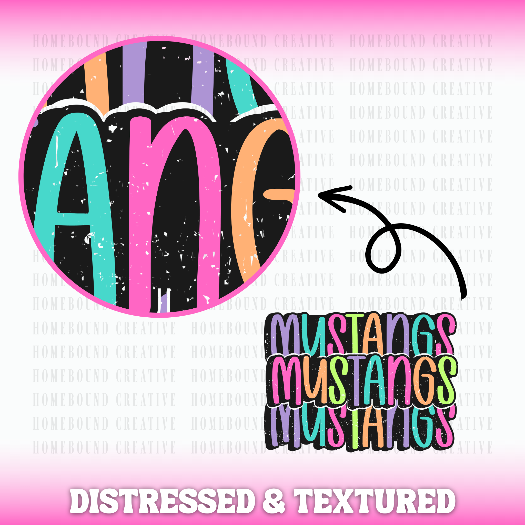 Bright Mustangs Stacked PNG