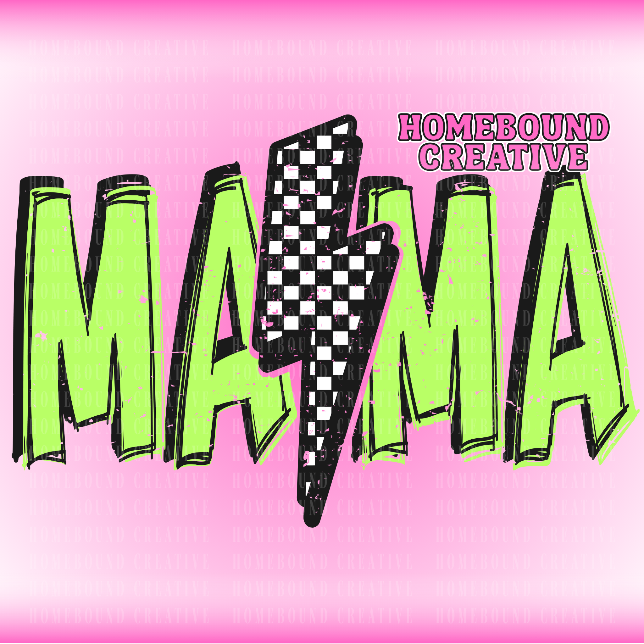 Bright Grunge Lightning Mama PNG