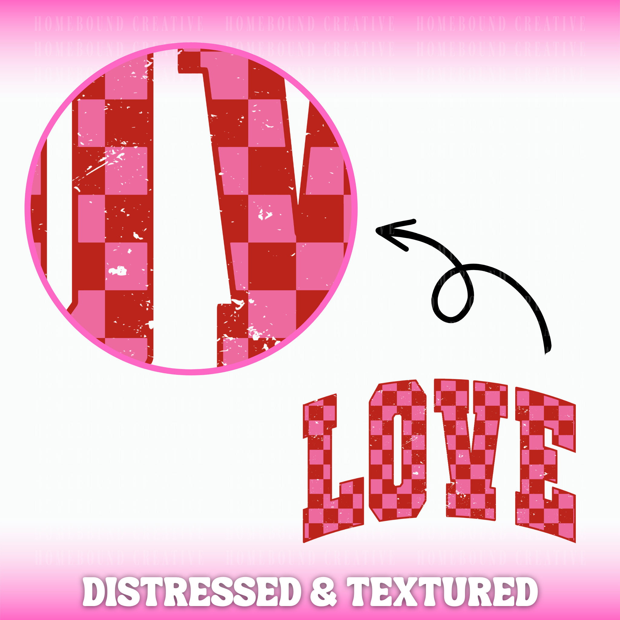 Checkered Red Pink Love PNG