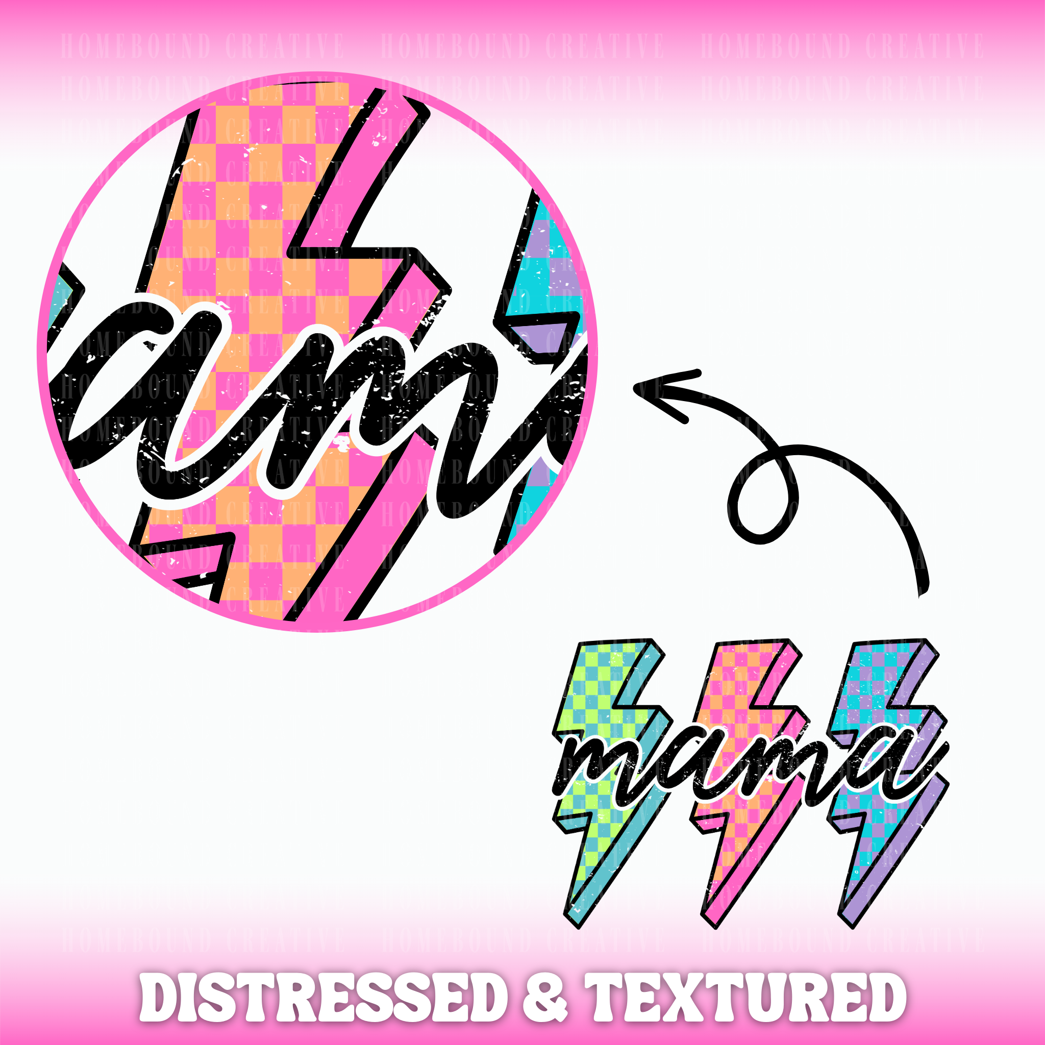 Neon Lightning Mama PNG