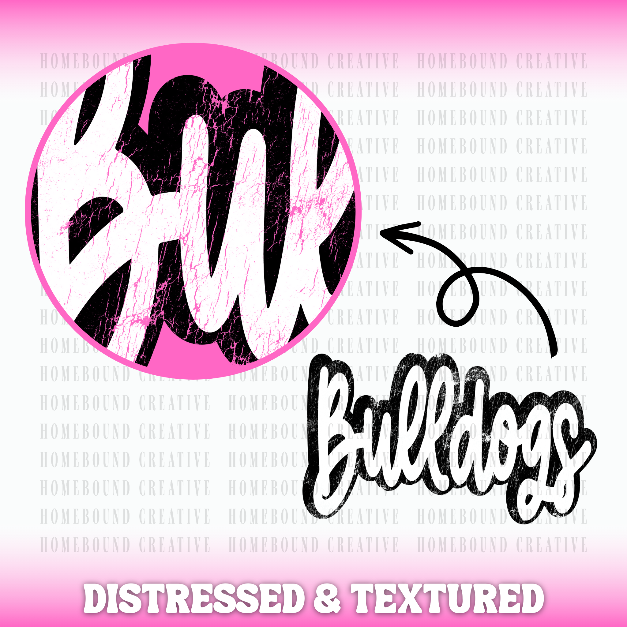 Grunge Cursive Bulldogs PNG