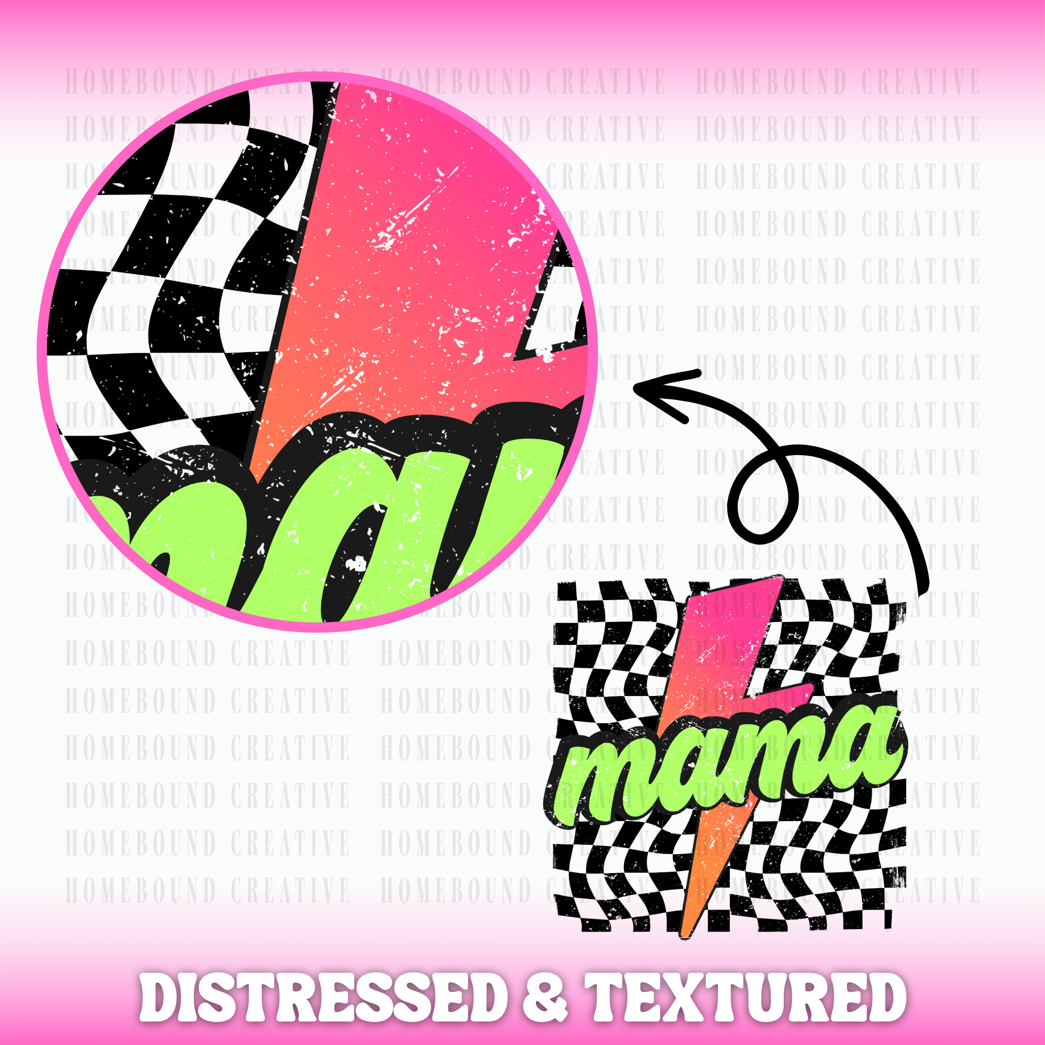 Lime Gradient Lightning Mama PNG