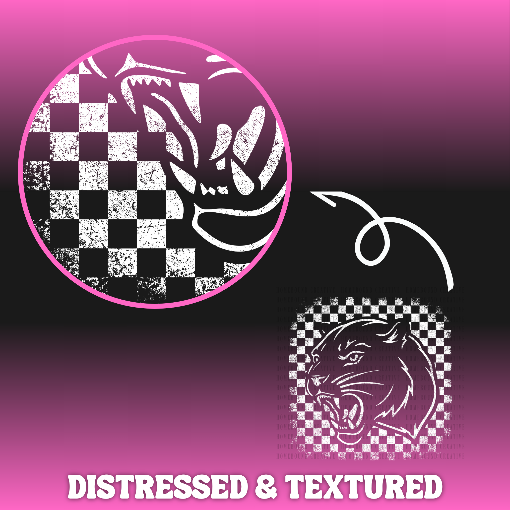 Grungy Panthers White PNG