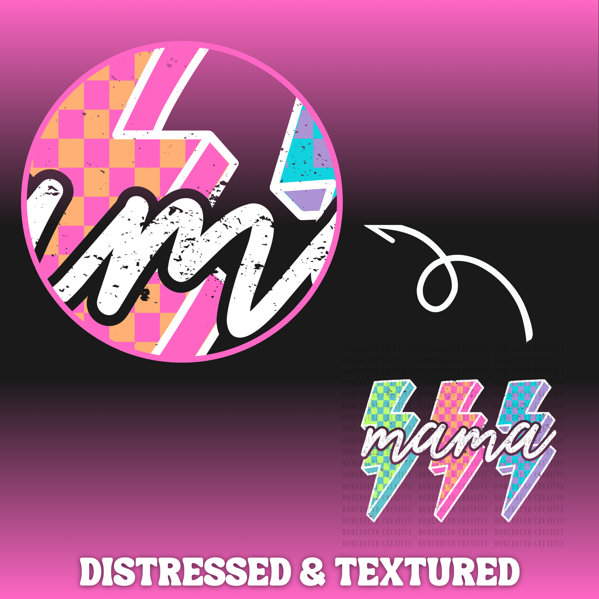 Checkerboard Bolt Mama PNG